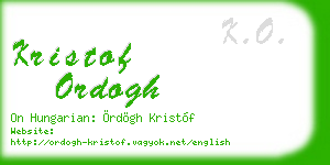 kristof ordogh business card