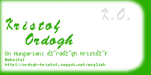 kristof ordogh business card